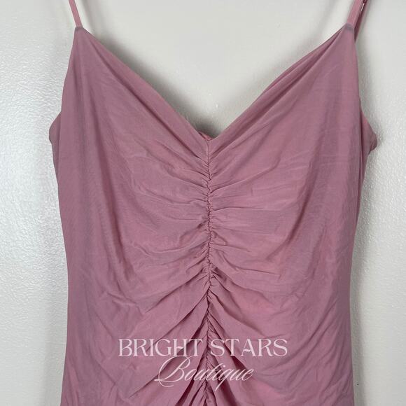 Rare Pink Ruched Mini Dress ASO Marissa Cooper The OC Ruffle Y2K Tiered Vintage - Picture 4 of 6